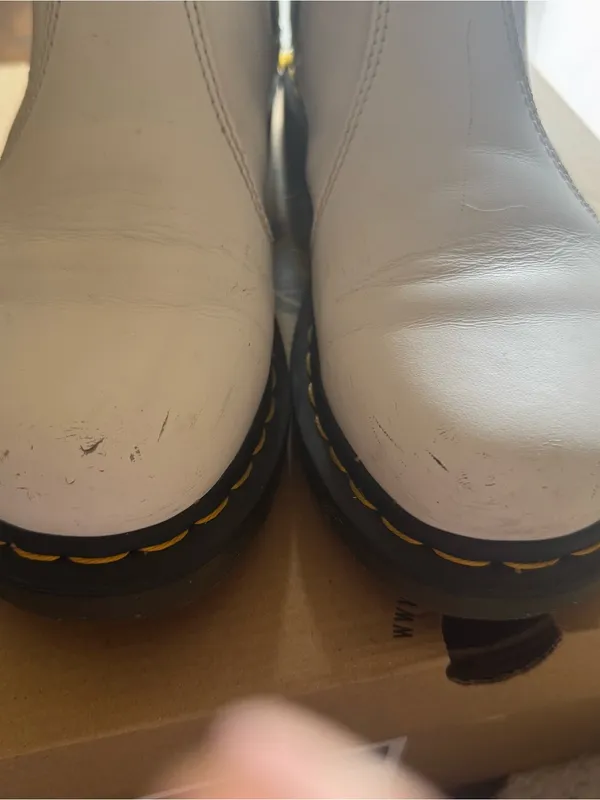 Dr. Martens White‎ Leather Chelsea Boots. Some scratches but soles are perfect. - Image 5