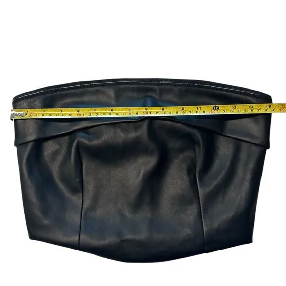 Fore Size S Faux Leather Tube Top Black Cropped Going Out Top Baddie Cocktail‎ - Image 5