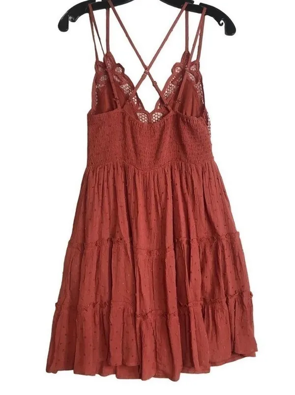 Brand New In Bohemian Burnt Orange Skater Dress Size S - Image 3
