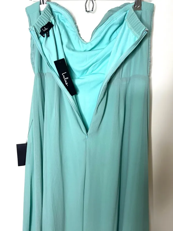 Lulu’s Splendid Aura Sage Green Chiffon Pleated Strapless Maxi Dress Size L - Image 11