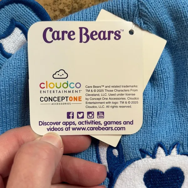 NWT Care Bears Grumpy Bear Peruvian Knit Beanie OS Blue - Image 5