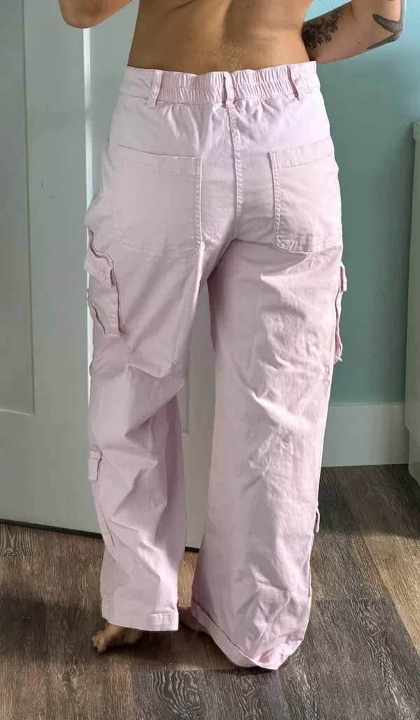 Pink Cargo Pants Size Large - Image 4