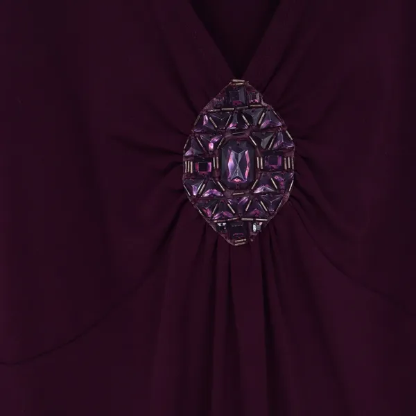 Apt. 9 Blouse Womens 1X V-Neck Burgundy Rhinestone Medallion Stretch Excellent - Image 2
