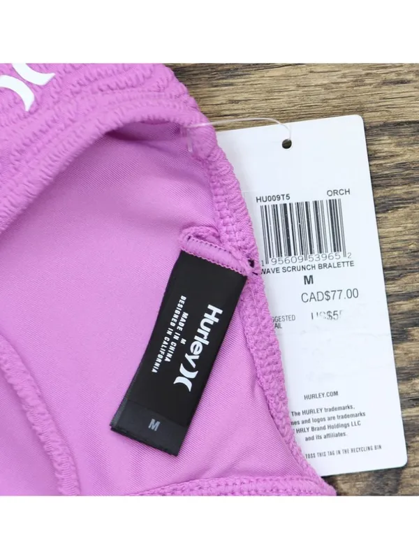 NWT Hurley Textured Wave Scrunch Bralette Bikini Top HU009T5 Orchid Purple M - Image 4