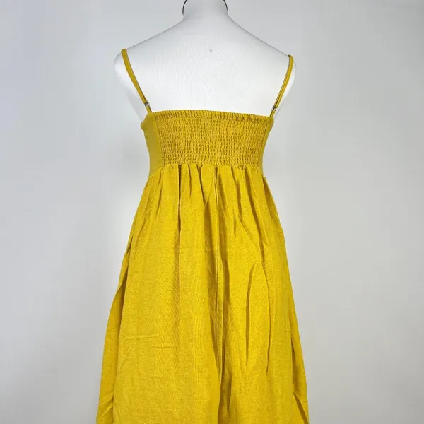 NWOT Farm Rio Linen Blend Yellow Sleeveless Maxi Dress Size XS - Image 10