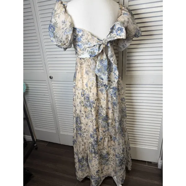 Abercrombie & Fitch Emerson Drama Bow-Back Pink Maxi Dress Floral Small - Image 6