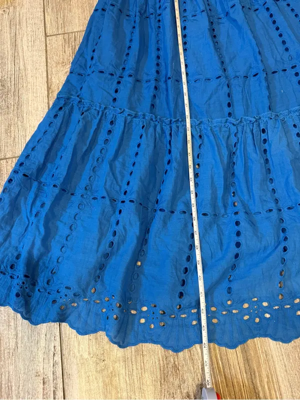 Indikah Blue Eyelet Maxi Skirt - Image 6