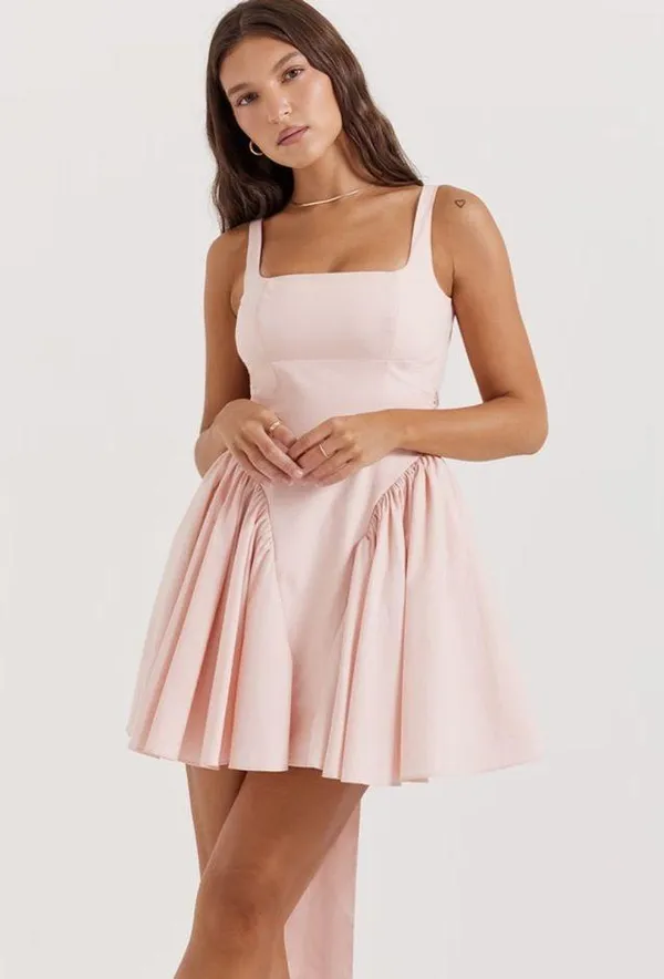 House of CB Peach Florianne Soft Bow Mini Dress - Image 2