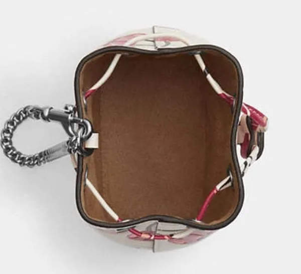 Coach Drawstring Wristlet With Cherry Print - Novelty Leather/Silver/Chalk Multi - Image 4