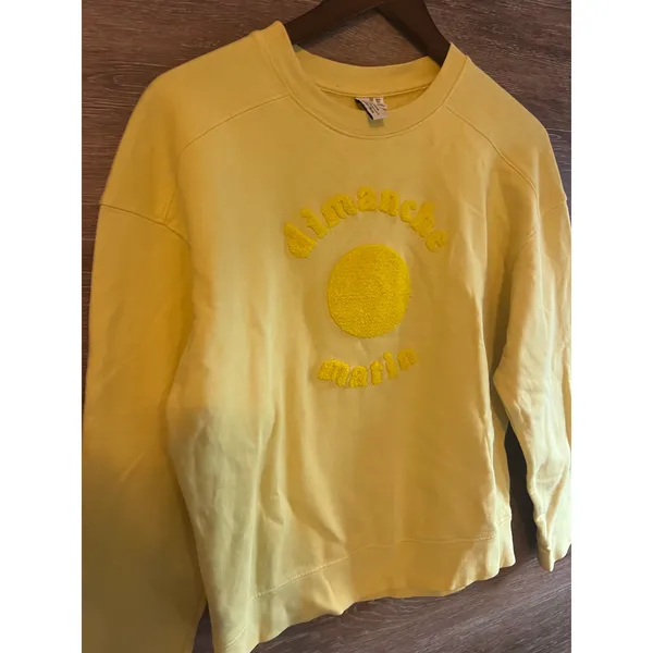 & other Stories pullover yellow Sz Small embroidered sweater women - Image 3