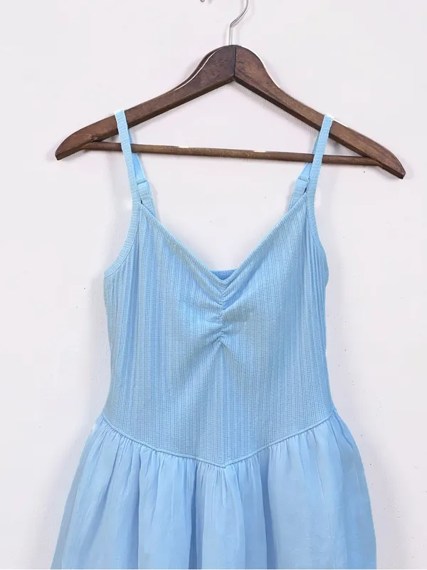 Aerie At the Barre Light Blue Tiered Mini Dress Size Medium - Image 4