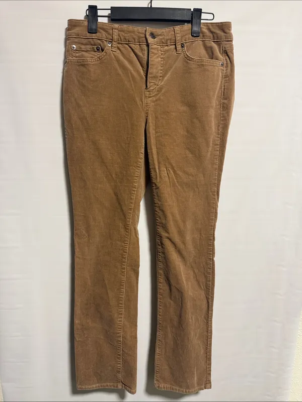 Lauren Ralph Lauren Tan Corduroy‎ Straight Leg Pants 4P Camel Brown Preppy - Image 6
