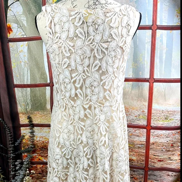 Free People Lace Sleeveless Mini Dress Beige M - Image 10