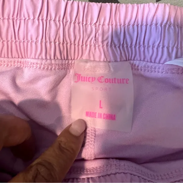 Juicy Couture Pink Lightweight Womens Drawstring Shorts Built In Briefs‎ Size L - Image 8