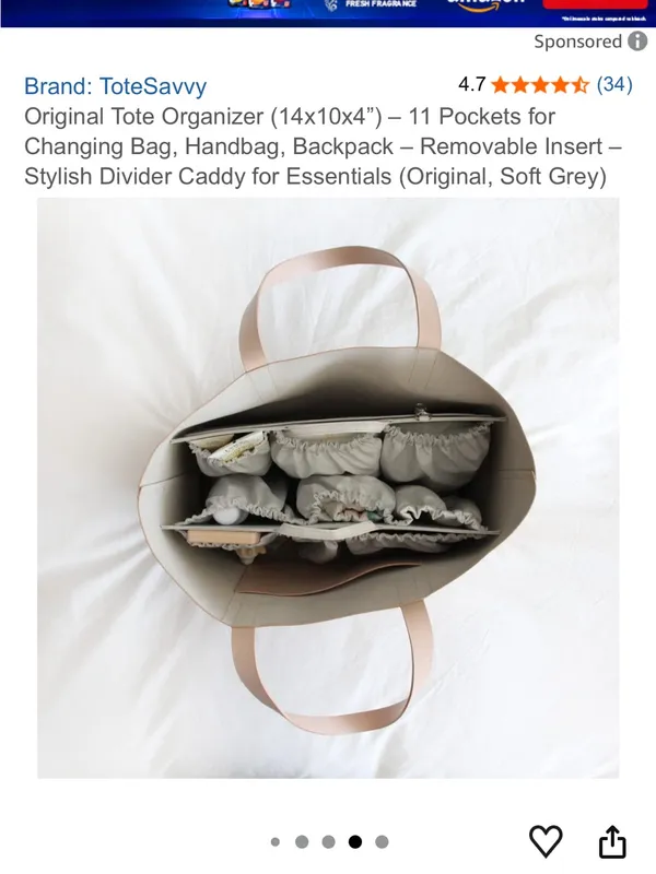 Tote savvy bag organizer Gray - Image 10