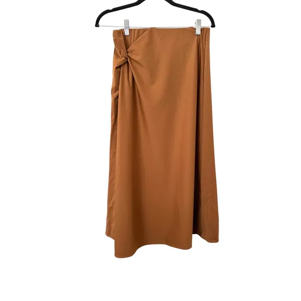 COS Twist Detail Midi Skirt Camel Brown Small - Image 2