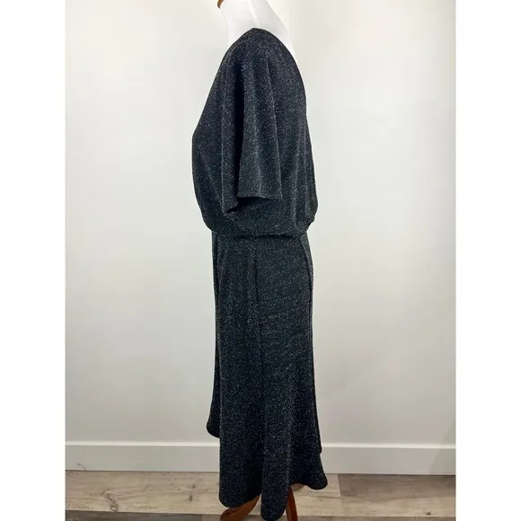 Donna Morgan Black Sparkle Metallic Knit Dolman Sleeve Midi Dress Size 12‎ - Image 15