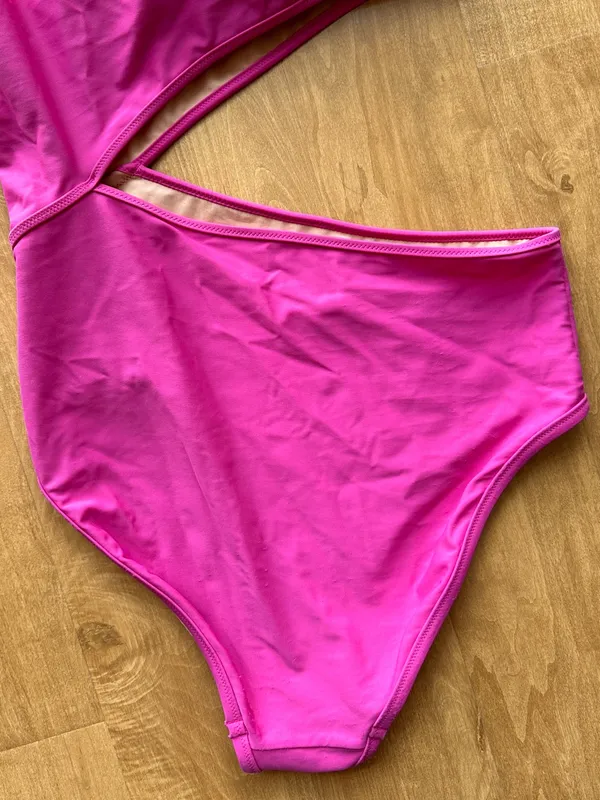 J. Crew Cutout One-Shoulder One-Piece Swimsuit, Fuchsia, Size Large - Image 8