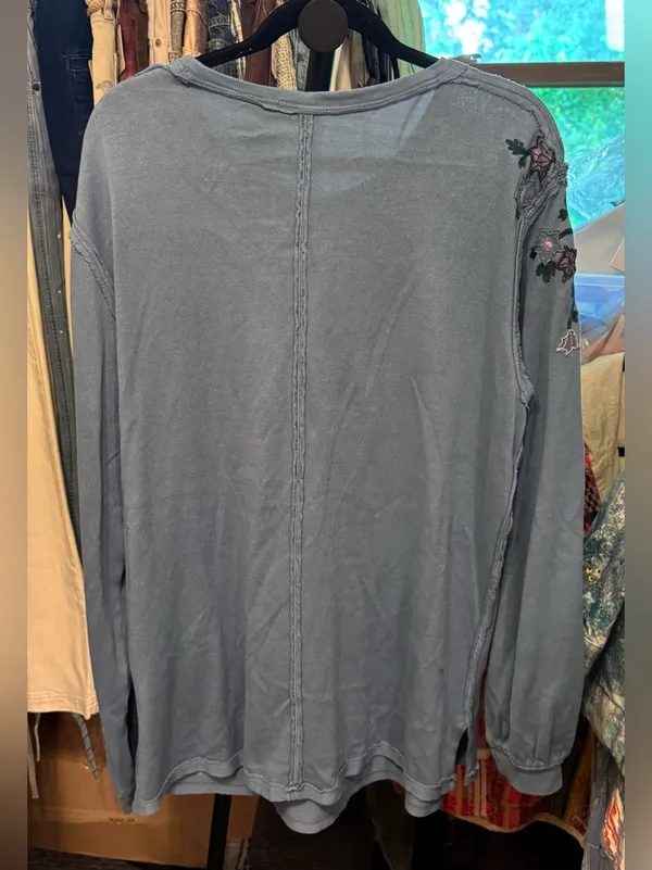 NWOT Free People Violet Vines Long Sleeve - storm combo blue - Large - Image 9