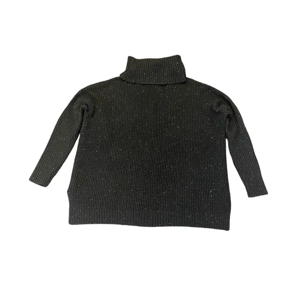 Michael Kors Women's Sweater Turtleneck Black Wool‎ Blend Waffle-knit Size Large - Image 2