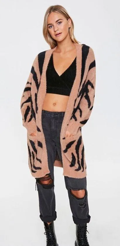 Forever 21 Tiger Print Cardigan Sweater - Image 5