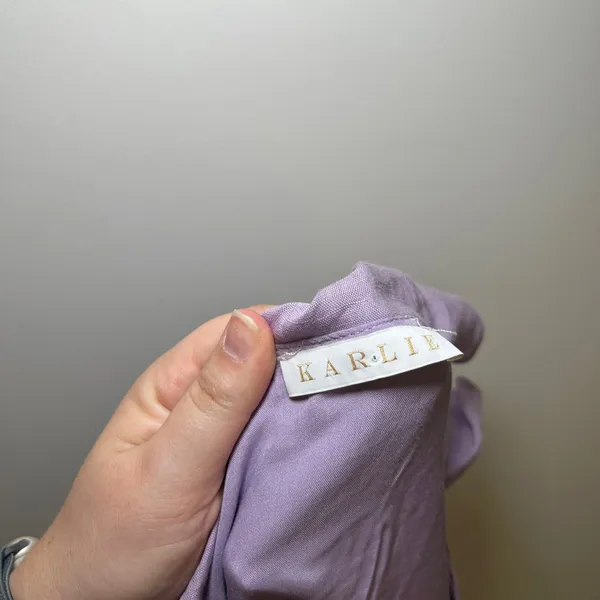 Karlie Womens Lavender One Shoulder Ruffle Linen Blend Mini Dress Size Small - Image 4