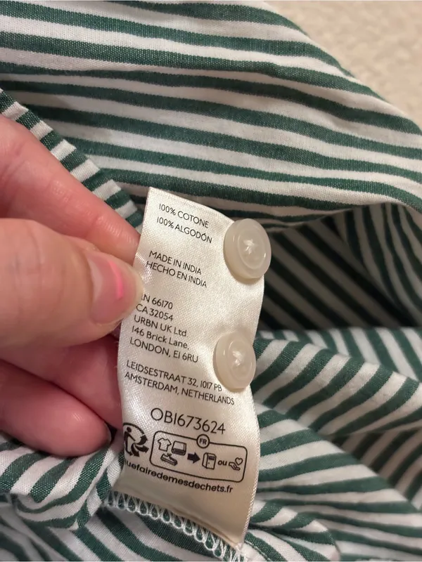 MAEVE 100% Cotton Bennet Stripe Buttondown Shirt in green and white - Image 11