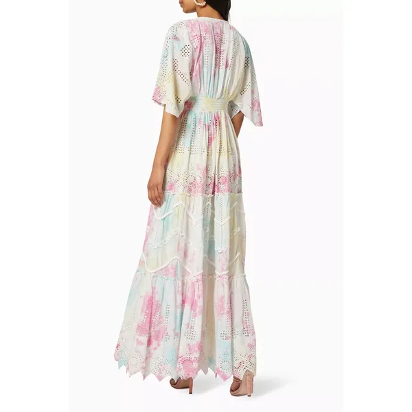 Hemant & Nandita Amara Maxi Dress Multicolor Cotton Boho Embroidered size XS - Image 3