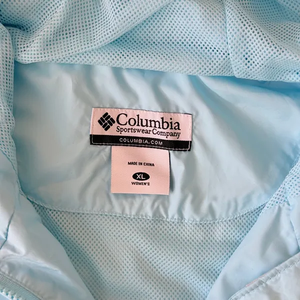 Columbia Omni-Shield Hooded Windbreaker Jacket Womens XL Blue White - Image 5