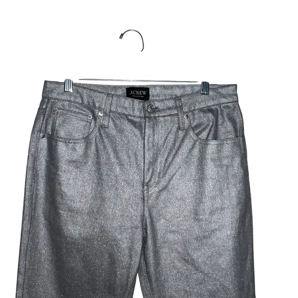 J.Crew Collection‎ Women's Straight Slouchy Jean Metallic Silver Size 28 BT619 - Image 4