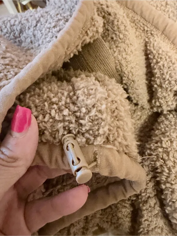 SKIMS Teddy Fleece Quarter Zip Cropped Pullover Beige Cozy Lounge Top L XL - Image 12