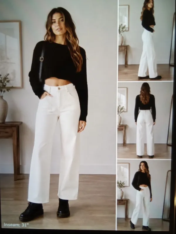Pilcro Anthropologie Womens Size 28 Wide Leg White Jeans Stretch Coastal - Image 2