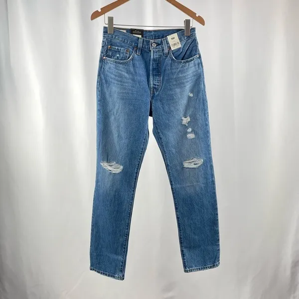 NWT 501 High‎ Rise Distressed Straight Jean in Athens Crown Size 32 x 30 - Image 4