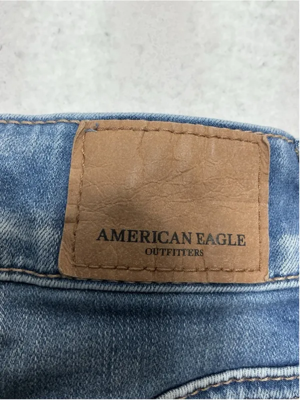 Womans Excellent American Eagle Jegging Distressed Stretch Blue Jeans Size 10 - Image 8