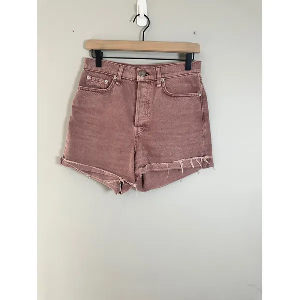 Rag & Bone Maya High-Rise Shorty Short Light Plum Organic Cotton Size 27 - Image 5
