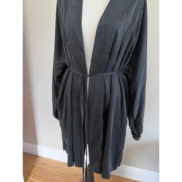 Lunya Black Washable Silk Long Sleeve Belted Lounge Robe Size XS/SM - Image 3