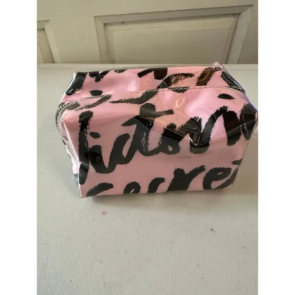 Victoria's Secret Plastic Coated Signature Script Logo Mini Cube Zipper Pouch - Image 3