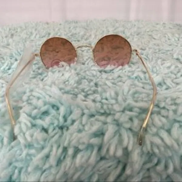 Round Orange Lens and Gold Metal Frames Sunglasses NWOT - Image 3