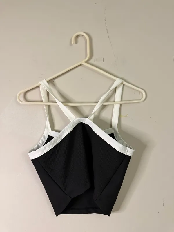 Black & White Strappy Tank Top Size L - Image 3