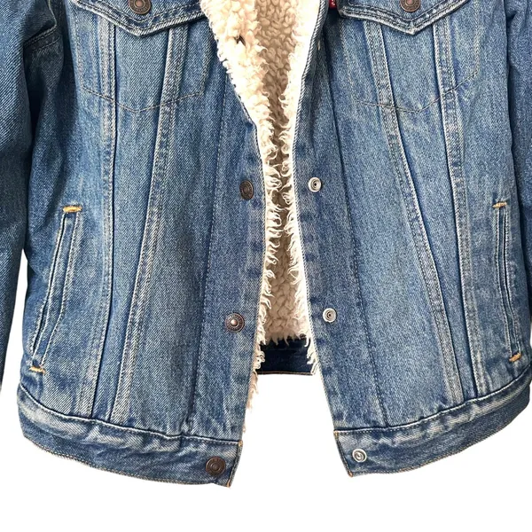 LEVIS Original Sherpa‎ Trucker Jacket Sz Small - Image 5
