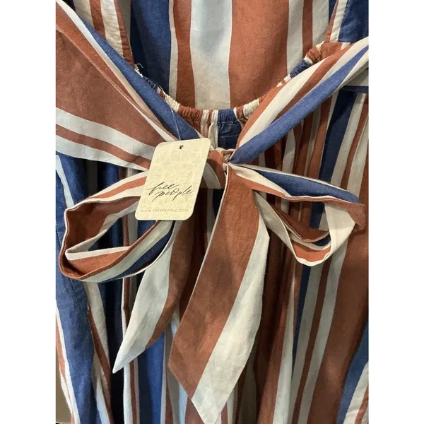 FREE PEOPLE NWT $108 Free-Est Serena Striped Midi XS Open Bow Tie Back - Image 6