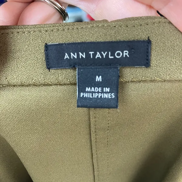 Ann Taylor Long Sleeve Tie Sleeve‎ Blouse Green Round Neck Womens Medium - Image 11