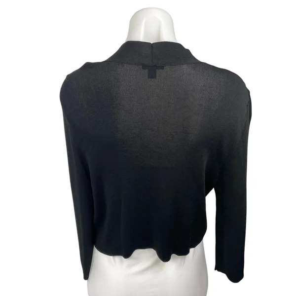 Ann Taylor Women's Black Long Sleeve Cropped Open Cardigan Sweater Top Size L - Image 2
