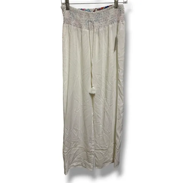 Vera Bradley Claudine‎ Palazzo Pants Ivory Wide Leg Tassel Rayon M NEW Women's - Image 5