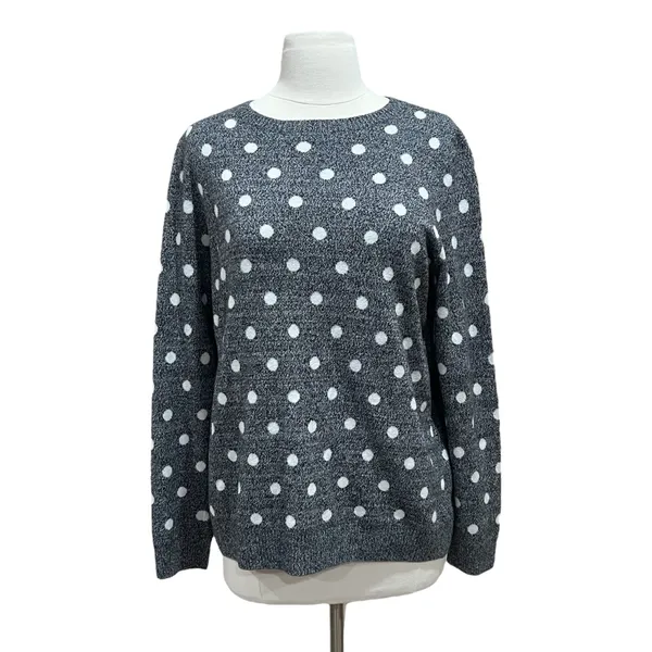 Charter Club Grey Marled Polka-Dot Sweater Size Large - Image 8