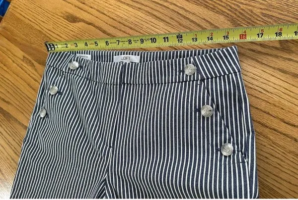 LOFT Women's Blue/White Striped The Riviera Slim Ankle Pants -6 - Image 8