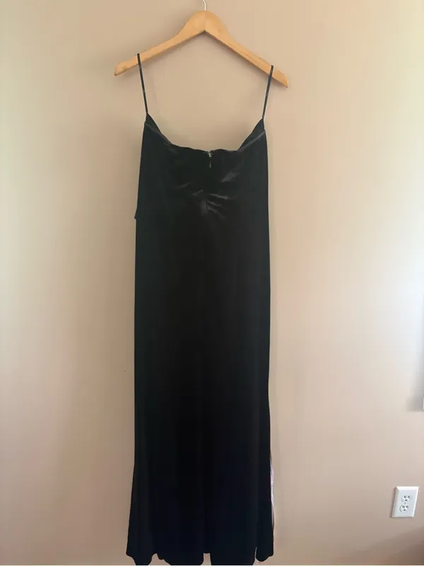 Lulus Dramatic Stunner Black Velvet Bow Strapless Maxi Dress Size XXL old money - Image 5