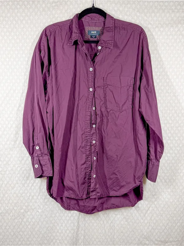 Anthropologie Maeve Dark Purple Bennett Button Down Long Sleeve Top - Image 2