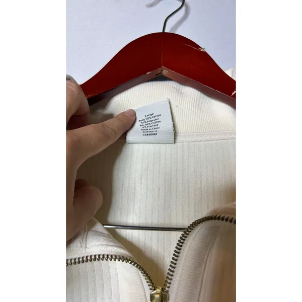 Varley Radford Half-Zip Ribbed Sweatshirt in cream sz L - Image 4