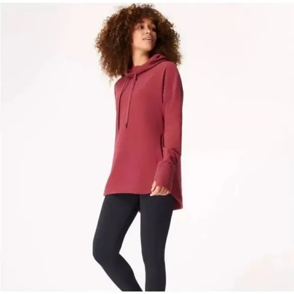 Sweaty Betty Escape luxe Athleisure L berry pink pullover hoodie - Image 2